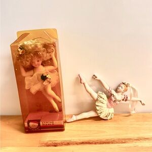 Lot of 2 Ballerina Ornaments Vtg New in box Santa World ‘80s Fairy Whimsical